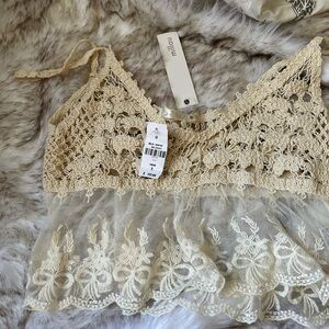 Cream Crochet Lace Top